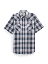 Men's Ely Cattleman Short Sleeve Plaid Western Snap Shirt- Burgundy & Navy - Ely Cattleman - Flyclothing LLC