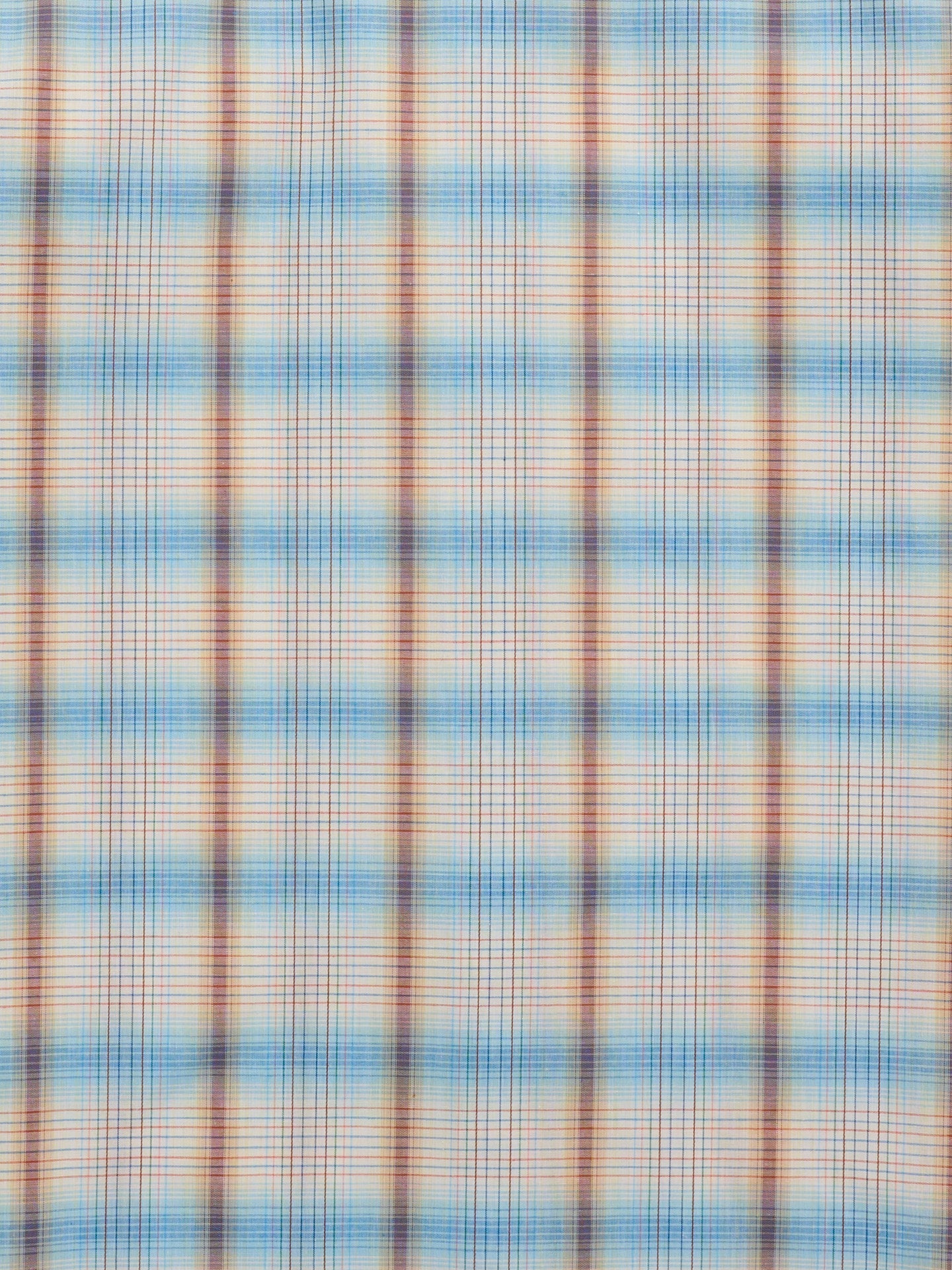 Men's Ely Cattleman Short Sleeve Plaid Western Snap Shirt- Light Blue & Rust