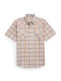 Men's Ely Cattleman Short Sleeve Plaid Western Snap Shirt- Light Blue & Rust - Ely Cattleman