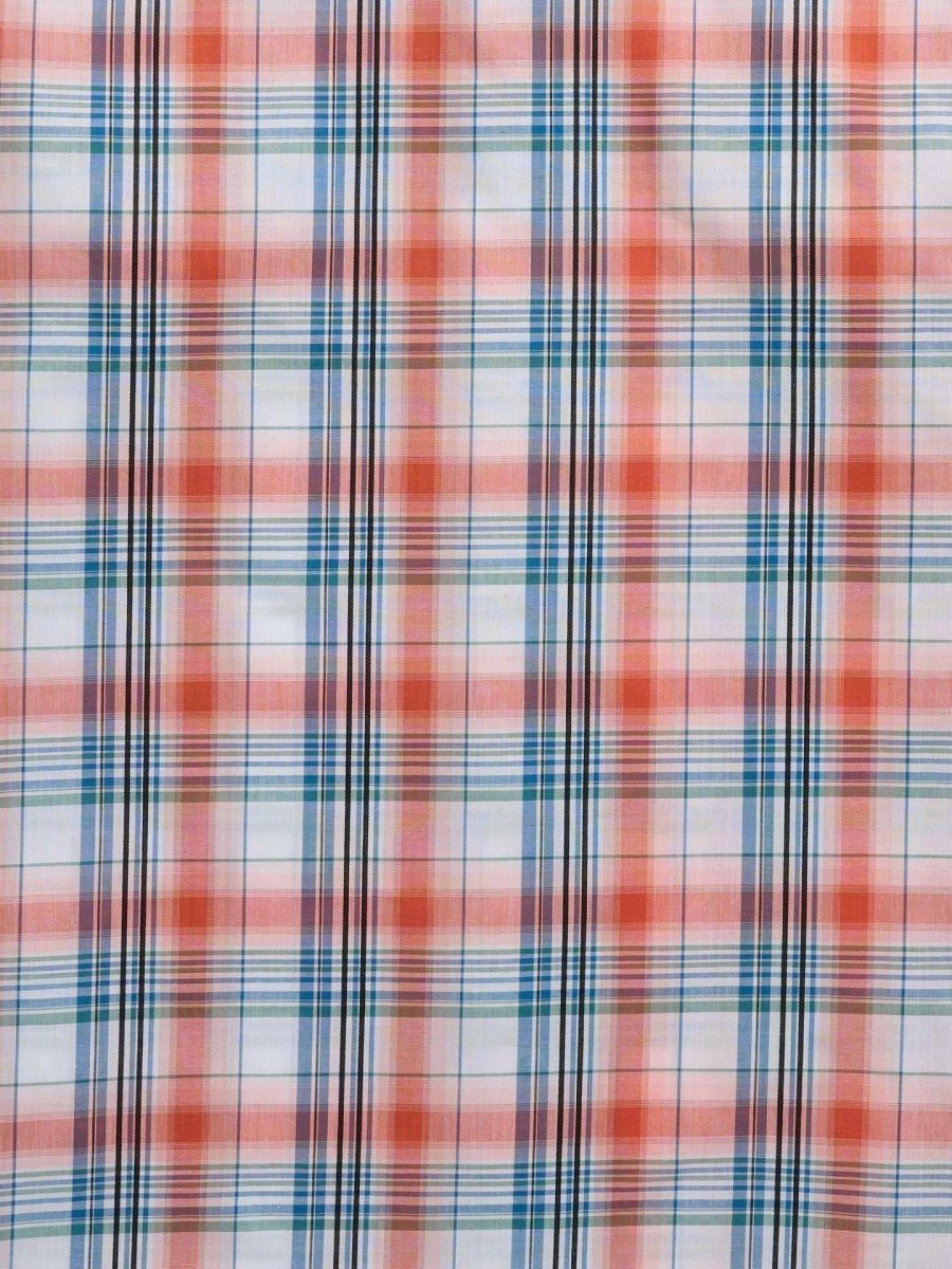 Men's Ely Cattleman Short Sleeve Plaid Western Snap Shirt- Melon & Navy - Ely Cattleman - Flyclothing LLC