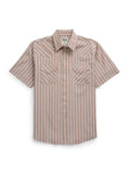 Men's Ely Cattleman Short Sleeve Stripe Western Snap Shirt- Blue & Tan - Ely Cattleman - Flyclothing LLC