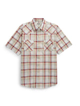 Men's Ely Cattleman Short Sleeve Plaid Western Snap Shirt- Ecru & Navy - Ely Cattleman - Flyclothing LLC