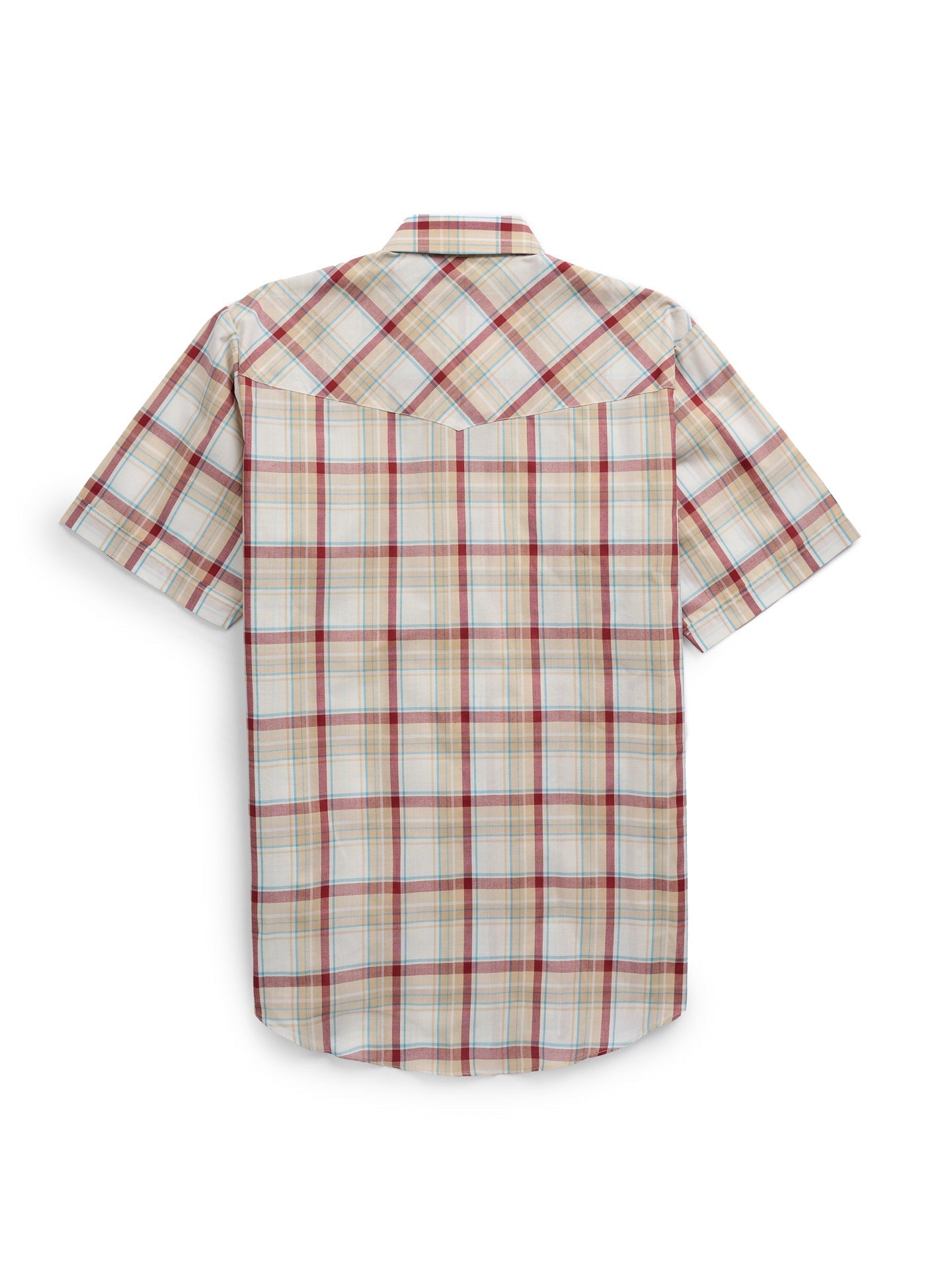 Men's Ely Cattleman Short Sleeve Plaid Western Snap Shirt- Ecru & Navy