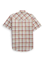 Men's Ely Cattleman Short Sleeve Plaid Western Snap Shirt- Ecru & Navy