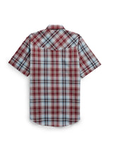 Men's Ely Cattleman Short Sleeve Burgundy Plaid Western Snap Shirt
