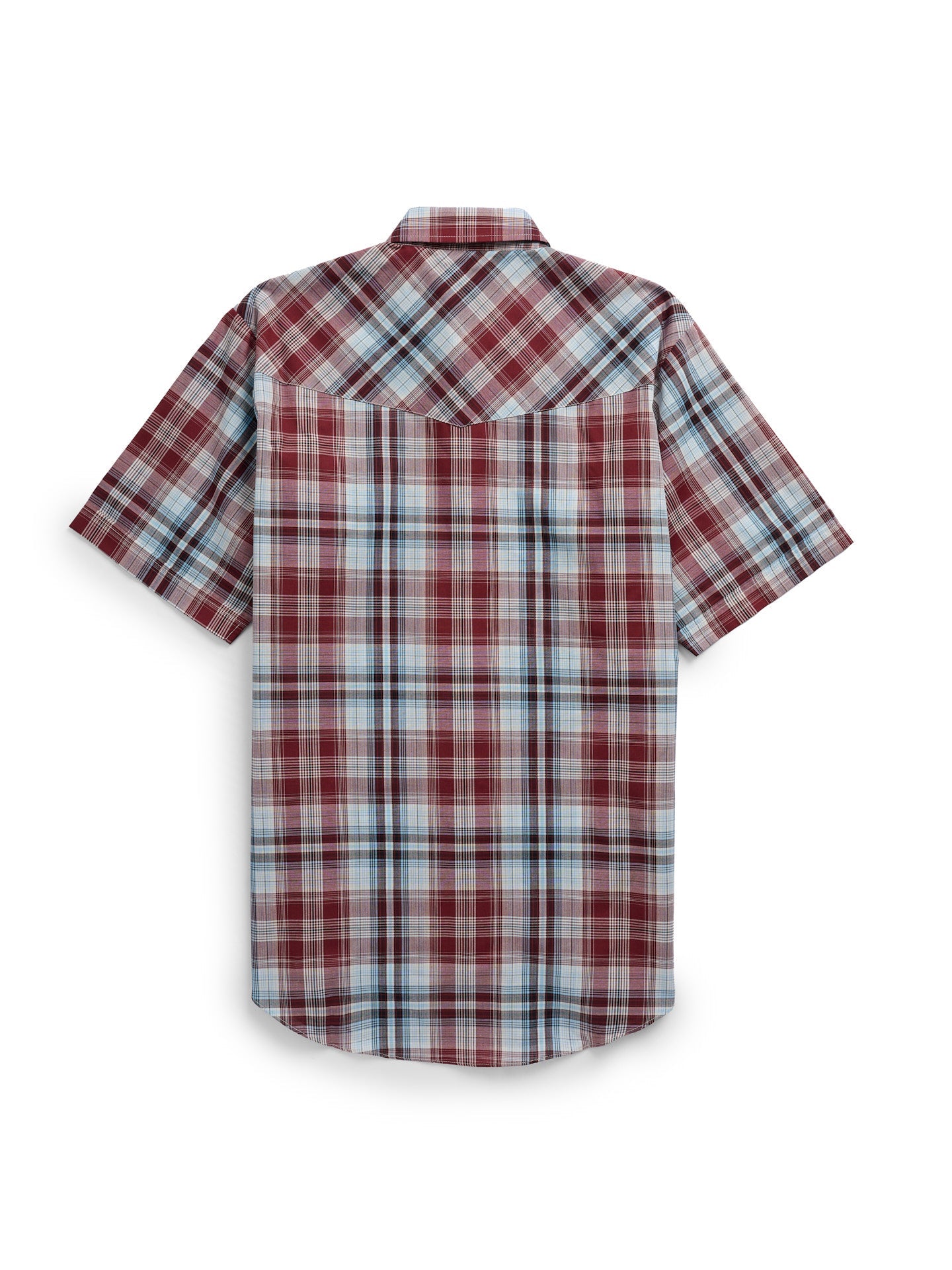 Men's Ely Cattleman Short Sleeve Burgundy Plaid Western Snap Shirt