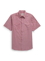 Men's Ely Cattleman Short Sleeve Americana Stripe Western Snap Shirt- Red & Blue - Ely Cattleman - Flyclothing LLC