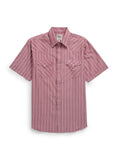 Men's Ely Cattleman Short Sleeve Americana Stripe Western Snap Shirt- Red & Blue - Ely Cattleman