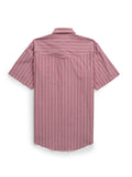 Men's Ely Cattleman Short Sleeve Americana Stripe Western Snap Shirt- Red & Blue - Ely Cattleman