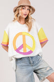 SAGE + FIG Color Block Peace Applique T-Shirt - Trendsi