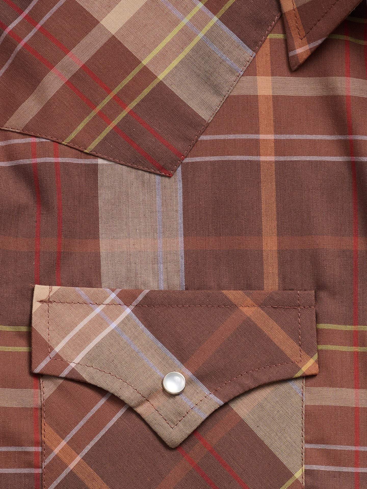 Men's Ely Cattleman Short Sleeve Brown Plaid Western Snap Shirt - Ely Cattleman - Flyclothing LLC