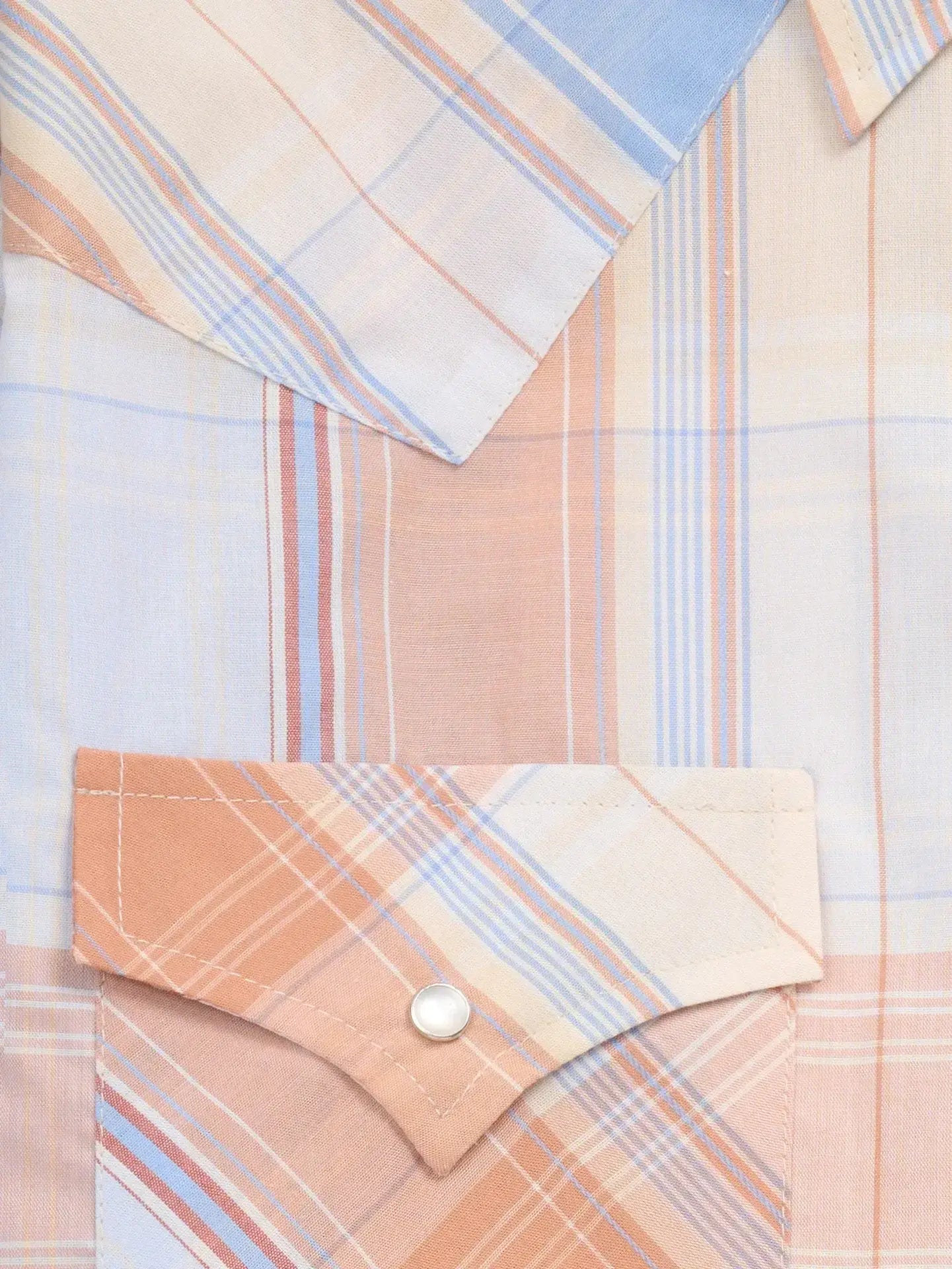 Men's Ely Cattleman Short Sleeve Light Blue Plaid Western Snap Shirt - Ely Cattleman - Flyclothing LLC
