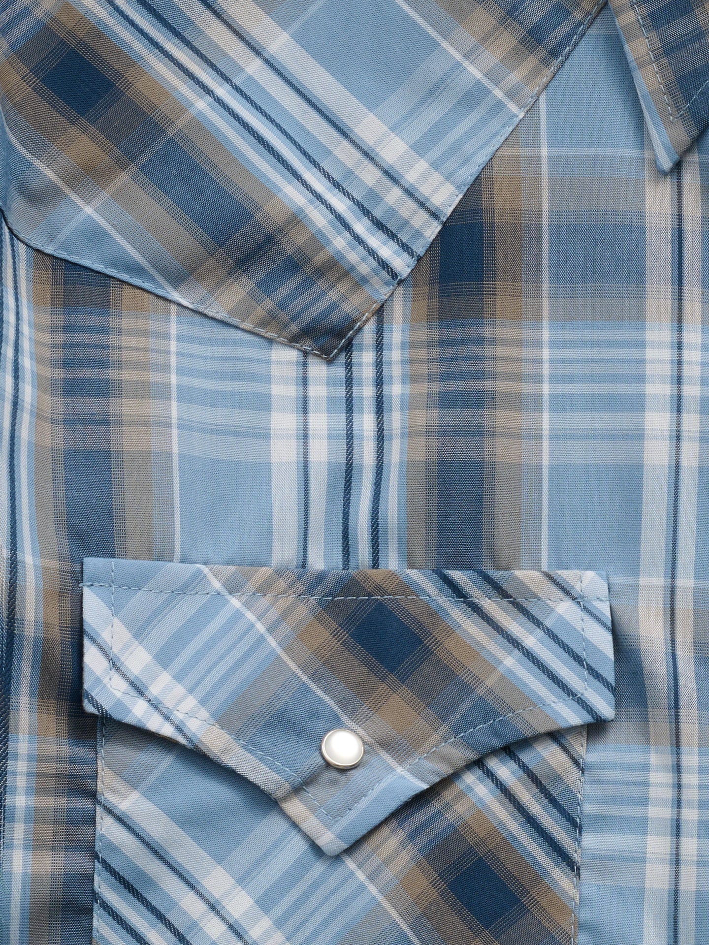 Men's Ely Cattleman Short Sleeve Stone Blue Plaid Western Snap Shirt - Ely Cattleman - Flyclothing LLC