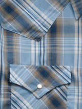 Men's Ely Cattleman Short Sleeve Stone Blue Plaid Western Snap Shirt - Ely Cattleman - Flyclothing LLC
