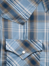 Men's Ely Cattleman Short Sleeve Stone Blue Plaid Western Snap Shirt - Ely Cattleman - Flyclothing LLC