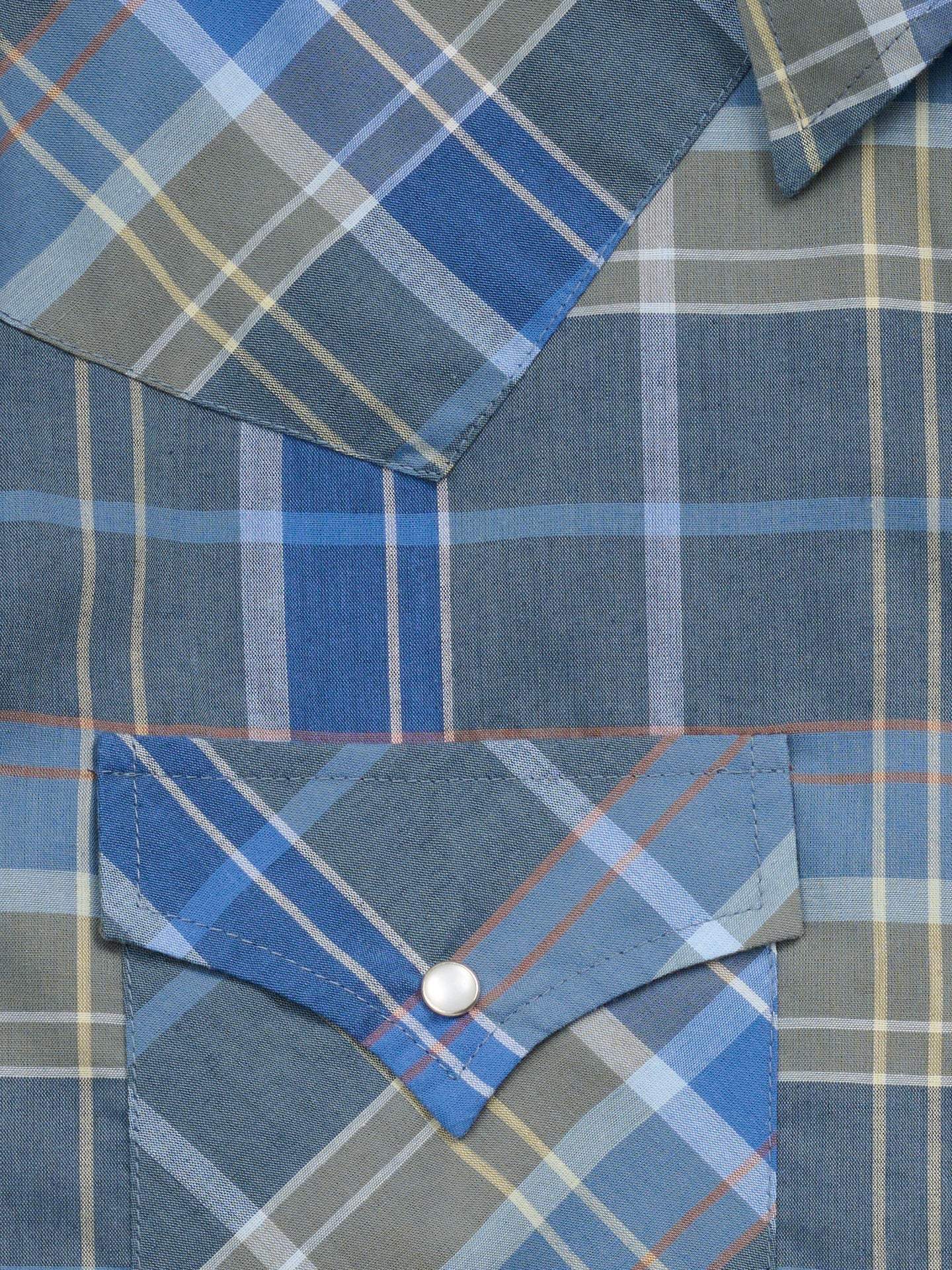 Men's Ely Cattleman Short Sleeve Navy Plaid Western Snap Shirt - Ely Cattleman - Flyclothing LLC
