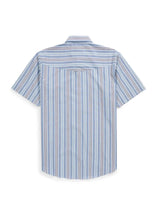 Men's Ely Cattleman Short Sleeve Stone Blue Stripe Western Snap Shirt - Ely Cattleman - Flyclothing LLC