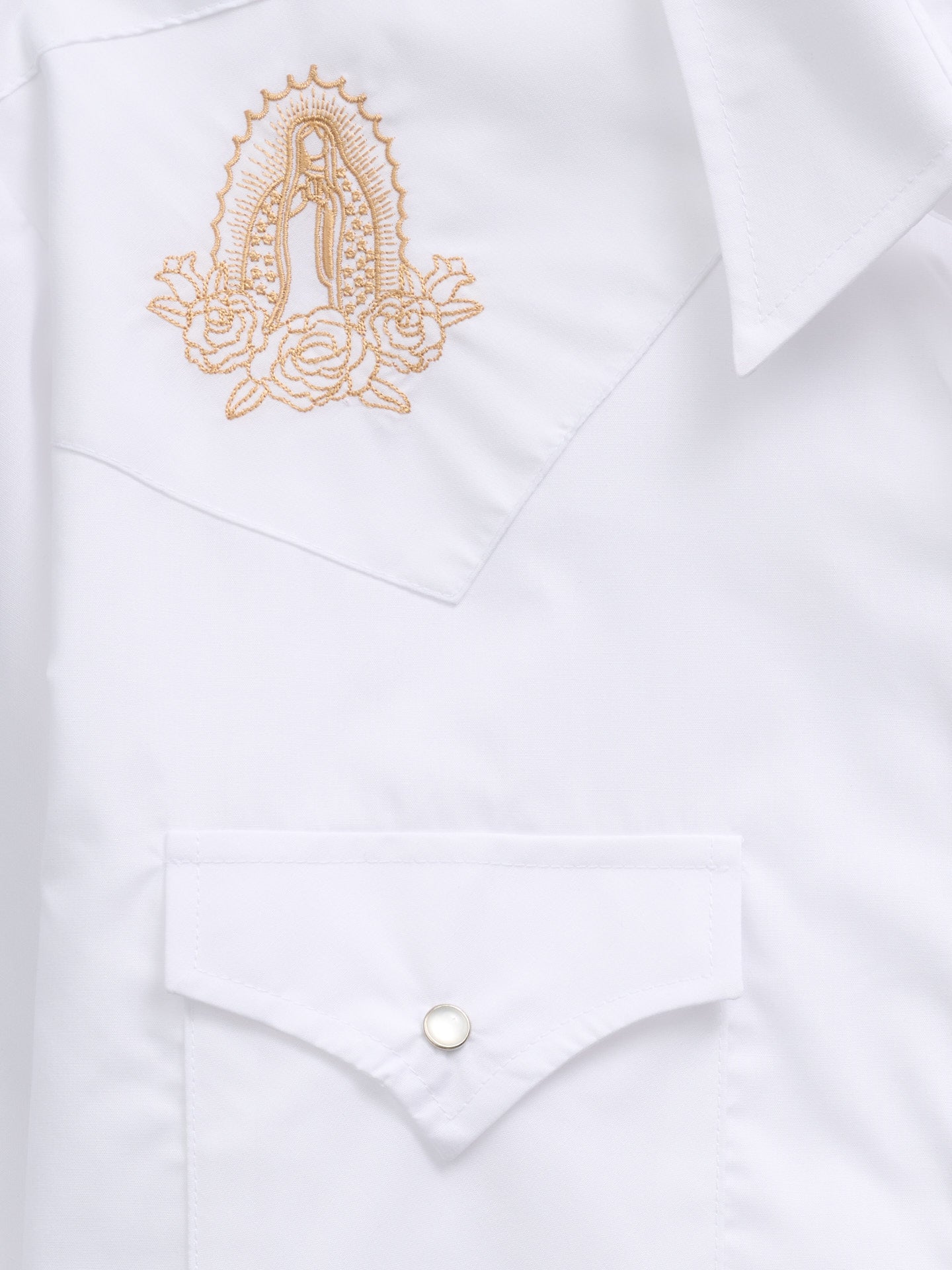 Men's Ely Cattleman Short Sleeve Solid Shirt with Guadalupana Embroidery Western Snap Shirt - Ely Cattleman - Flyclothing LLC