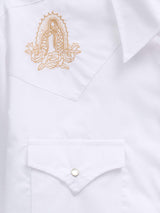 Men's Ely Cattleman Short Sleeve Solid Shirt with Guadalupana Embroidery Western Snap Shirt - Ely Cattleman - Flyclothing LLC
