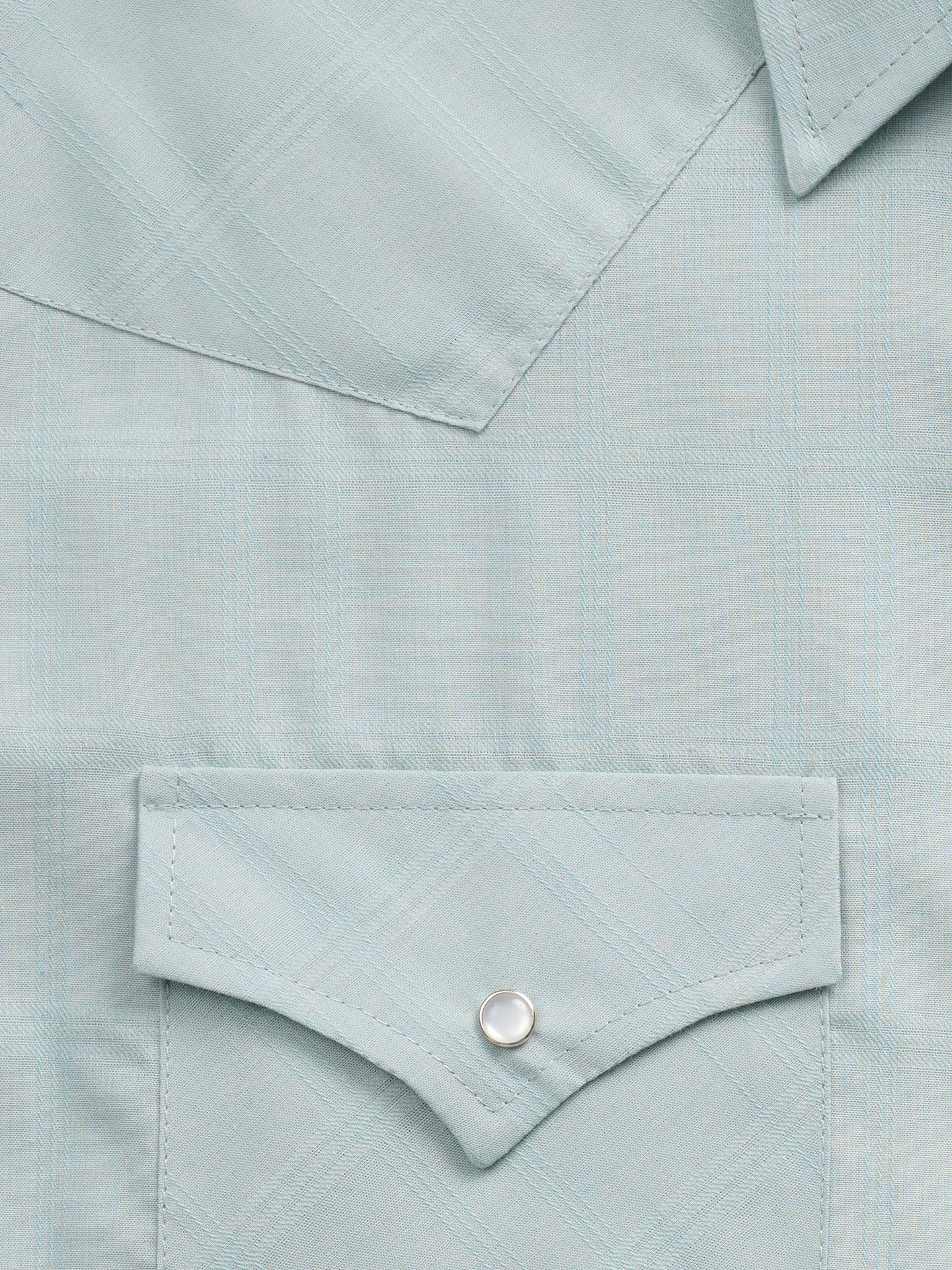 Men's Ely Cattleman Short Sleeve Tonal Windowpane Solid Dusty Aqua Western Shirt