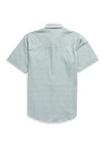 Men's Ely Cattleman Short Sleeve Tonal Windowpane Solid Dusty Aqua Western Shirt