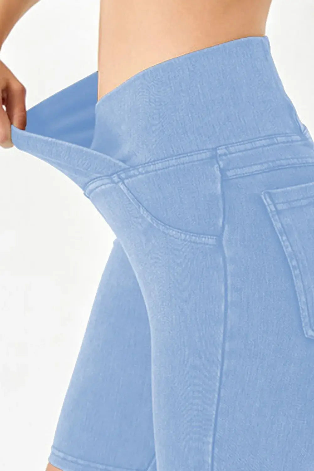 Basic Bae Asymmetrical Waist Denim Shorts with Pockets - ShopBasicbae - Flyclothing LLC