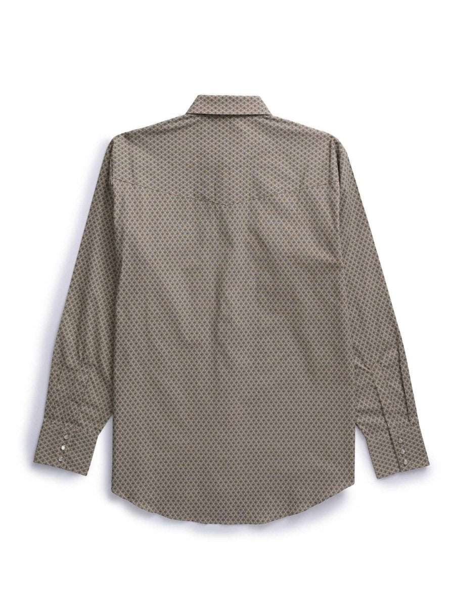 Men's Ely Cattleman Long Sleeve Medallion Print Western Snap Shirt- Teal & Khaki - Ely Cattleman - Flyclothing LLC