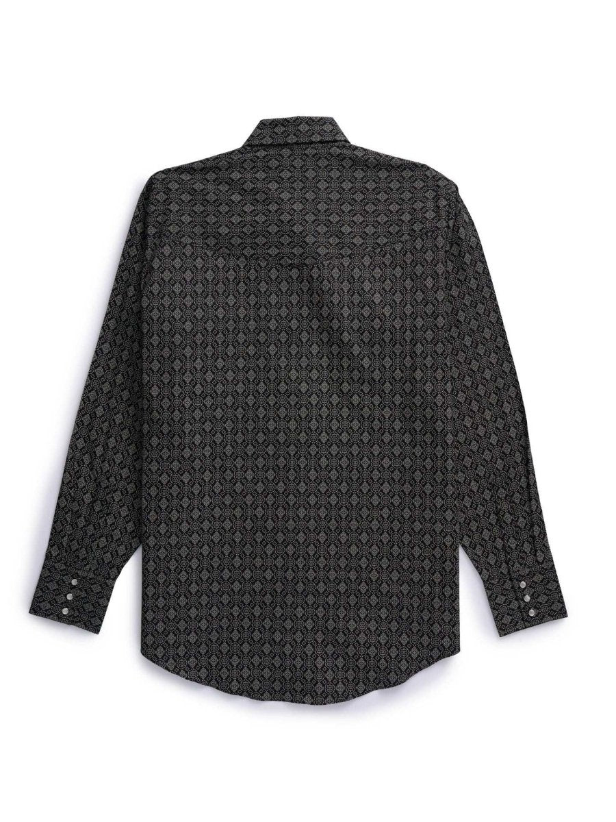 Men's Ely Cattleman Long Sleeve Medallion Print Western Snap Shirt - Ecru & Black - Ely Cattleman - Flyclothing LLC