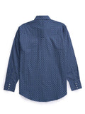 Men's Ely Cattleman Long Sleeve Geo Print Western Snap Shirt- Rust & Navy - Ely Cattleman