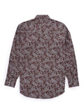 Men's Ely Cattleman Long Sleeve Paisley Print Western Snap Shirt - Denim Blue & Burgundy - Ely Cattleman - Flyclothing LLC