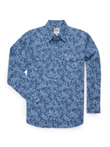 Men's Ely Cattleman Long Sleeve Paisley Print Western Snap Shirt - Denim Blue & Burgundy - Ely Cattleman - Flyclothing LLC