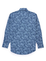 Men's Ely Cattleman Long Sleeve Paisley Print Western Snap Shirt - Denim Blue & Burgundy - Ely Cattleman - Flyclothing LLC