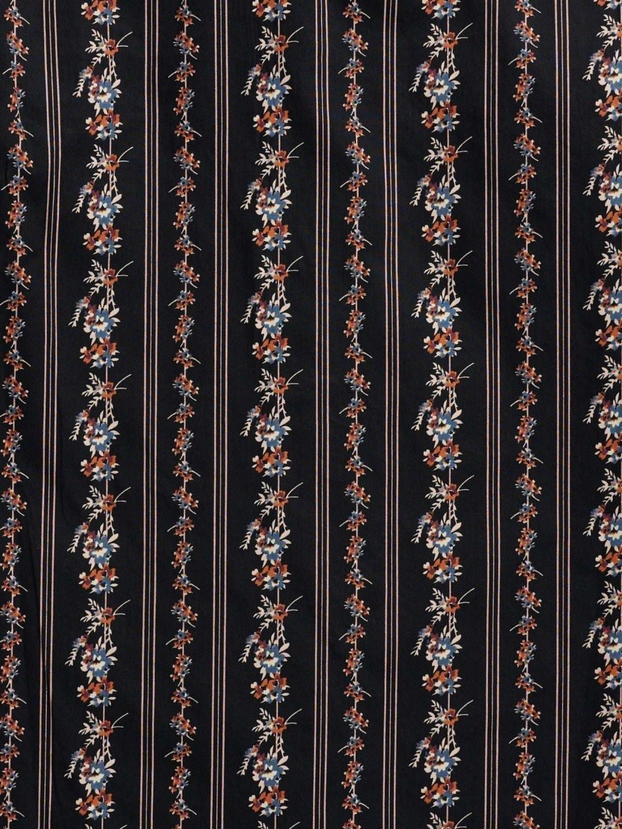 Men's Ely Cattleman Long Sleeve Wallpaper Floral Stripe Western Snap Shirt - Ecru & Black - Ely Cattleman - Flyclothing LLC