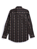 Men's Ely Cattleman Long Sleeve Wallpaper Floral Stripe Western Snap Shirt - Ecru & Black - Ely Cattleman - Flyclothing LLC