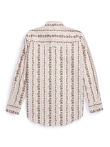 Men's Ely Cattleman Long Sleeve Wallpaper Floral Stripe Western Snap Shirt - Ecru & Black - Ely Cattleman - Flyclothing LLC