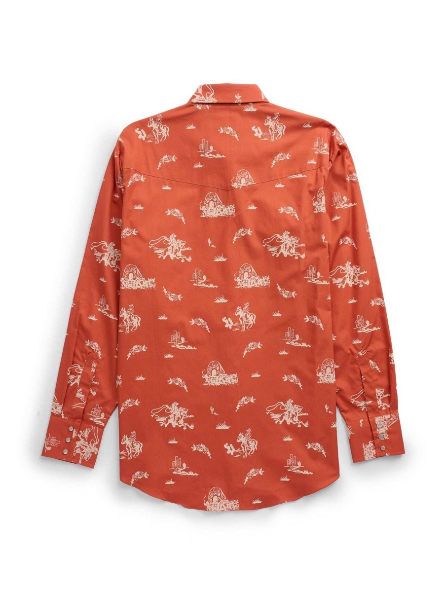 Men's Ely Cattleman Long Sleeve Cowboy Print Western Snap Shirt- Spice - Ely Cattleman - Flyclothing LLC