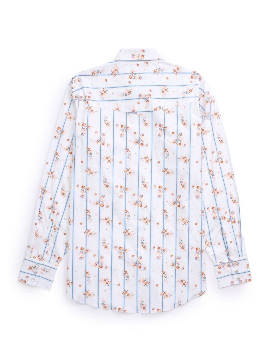 Men's Ely Cattleman Long Sleeve Wallpaper Floral Print Western Snap Shirt - White - Ely Cattleman - Flyclothing LLC