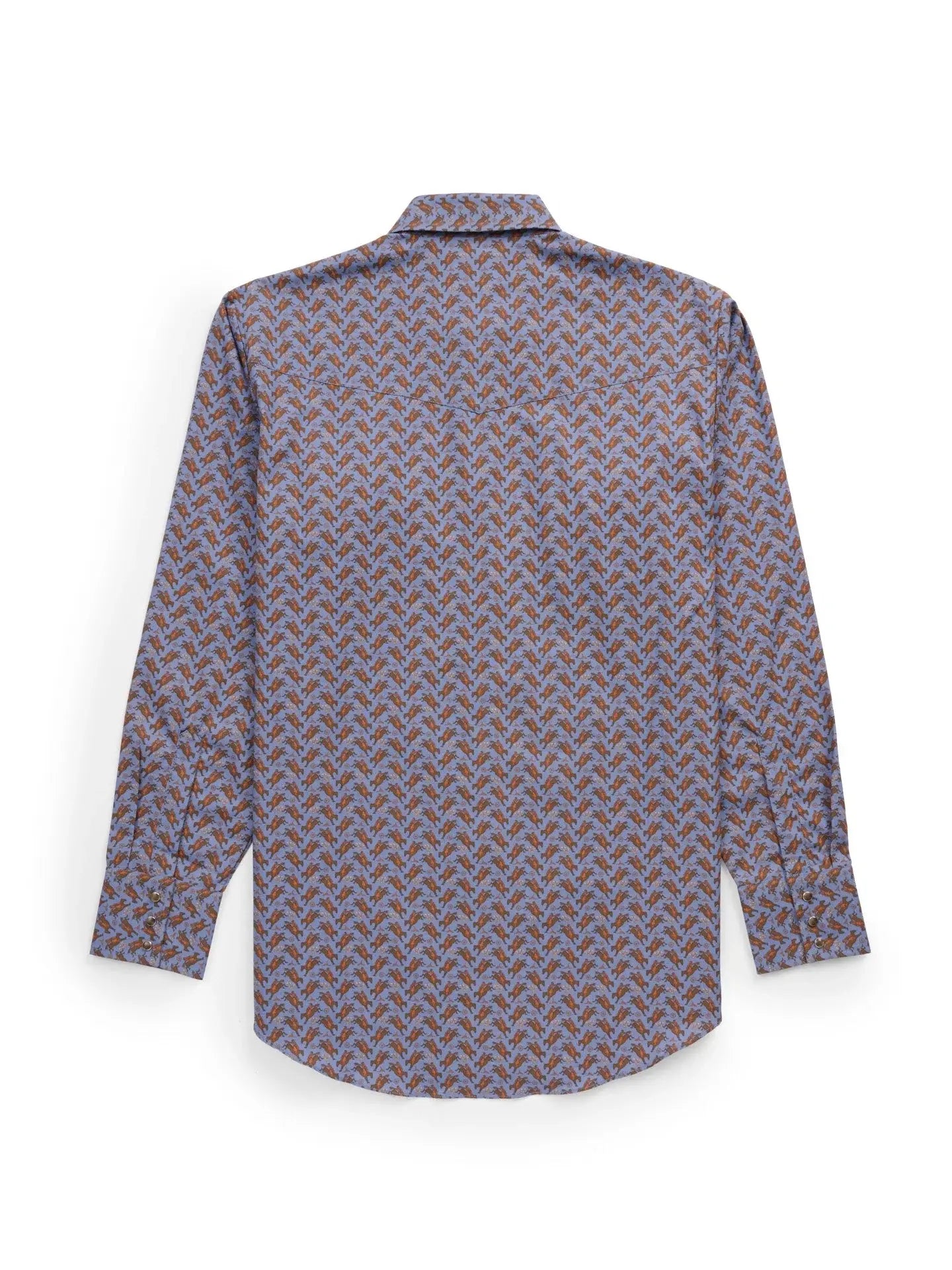 Men's Ely Cattleman Long Sleeve Cowboy Print Western Snap Shirt- Denim Blue - Ely Cattleman - Flyclothing LLC