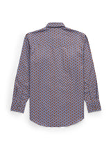Men's Ely Cattleman Long Sleeve Cowboy Print Western Snap Shirt- Denim Blue