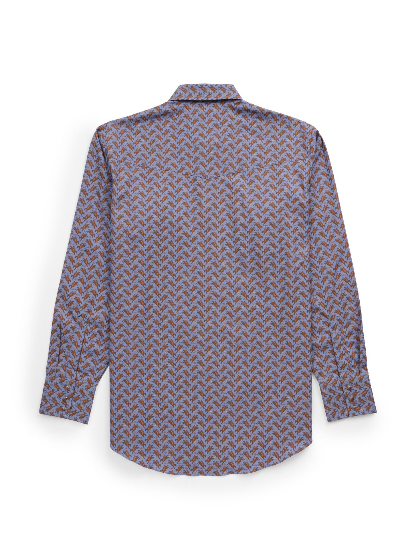 Men's Ely Cattleman Long Sleeve Cowboy Print Western Snap Shirt- Denim Blue