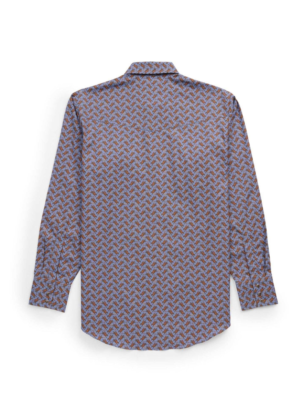 Men's Ely Cattleman Long Sleeve Cowboy Print Western Snap Shirt- Denim Blue