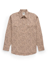 Men's Ely Cattleman Long Sleeve Paisley Print Western Snap Shirt- Khaki - Ely Cattleman - Flyclothing LLC