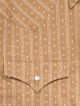 Men's Ely Cattleman Long Sleeve Barbed Wire Print Western Snap Shirt- Gold - Ely Cattleman - Flyclothing LLC