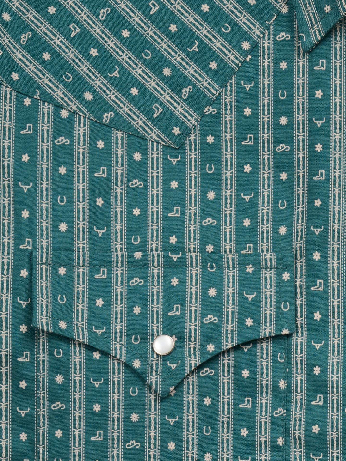 Men's Ely Cattleman Long Sleeve Barbed Wire Print Western Snap Shirt- Teal - Ely Cattleman - Flyclothing LLC