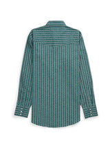 Men's Ely Cattleman Long Sleeve Barbed Wire Print Western Snap Shirt- Teal - Ely Cattleman - Flyclothing LLC