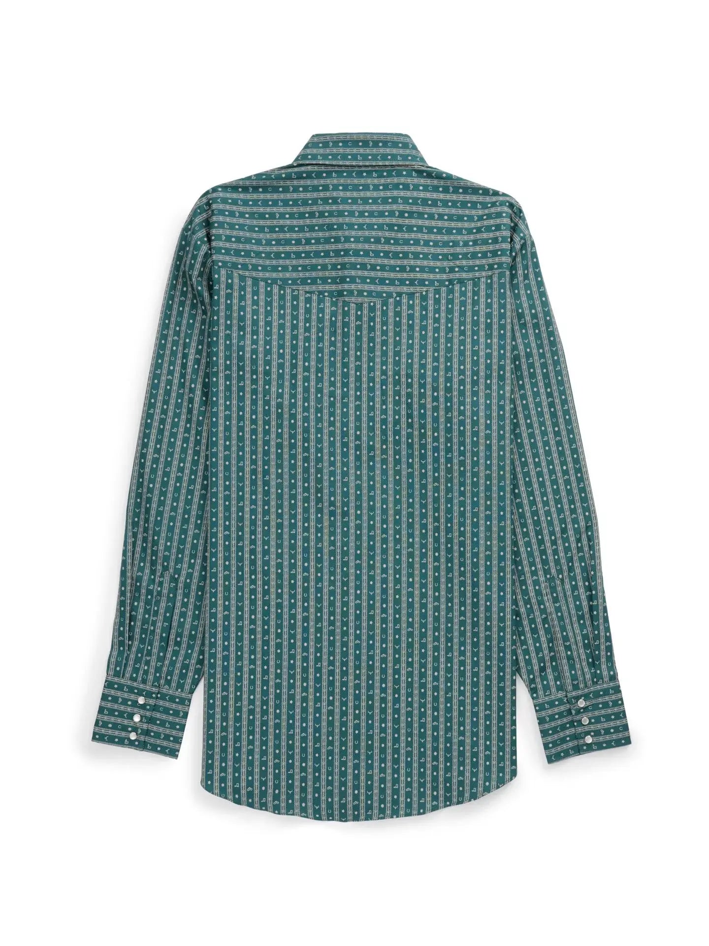 Men's Ely Cattleman Long Sleeve Barbed Wire Print Western Snap Shirt- Teal - Ely Cattleman - Flyclothing LLC