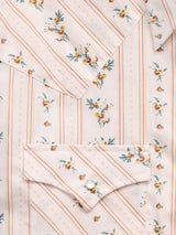Men's Ely Cattleman Long Sleeve Wallpaper Floral Print Western Snap Shirt- Ecru
