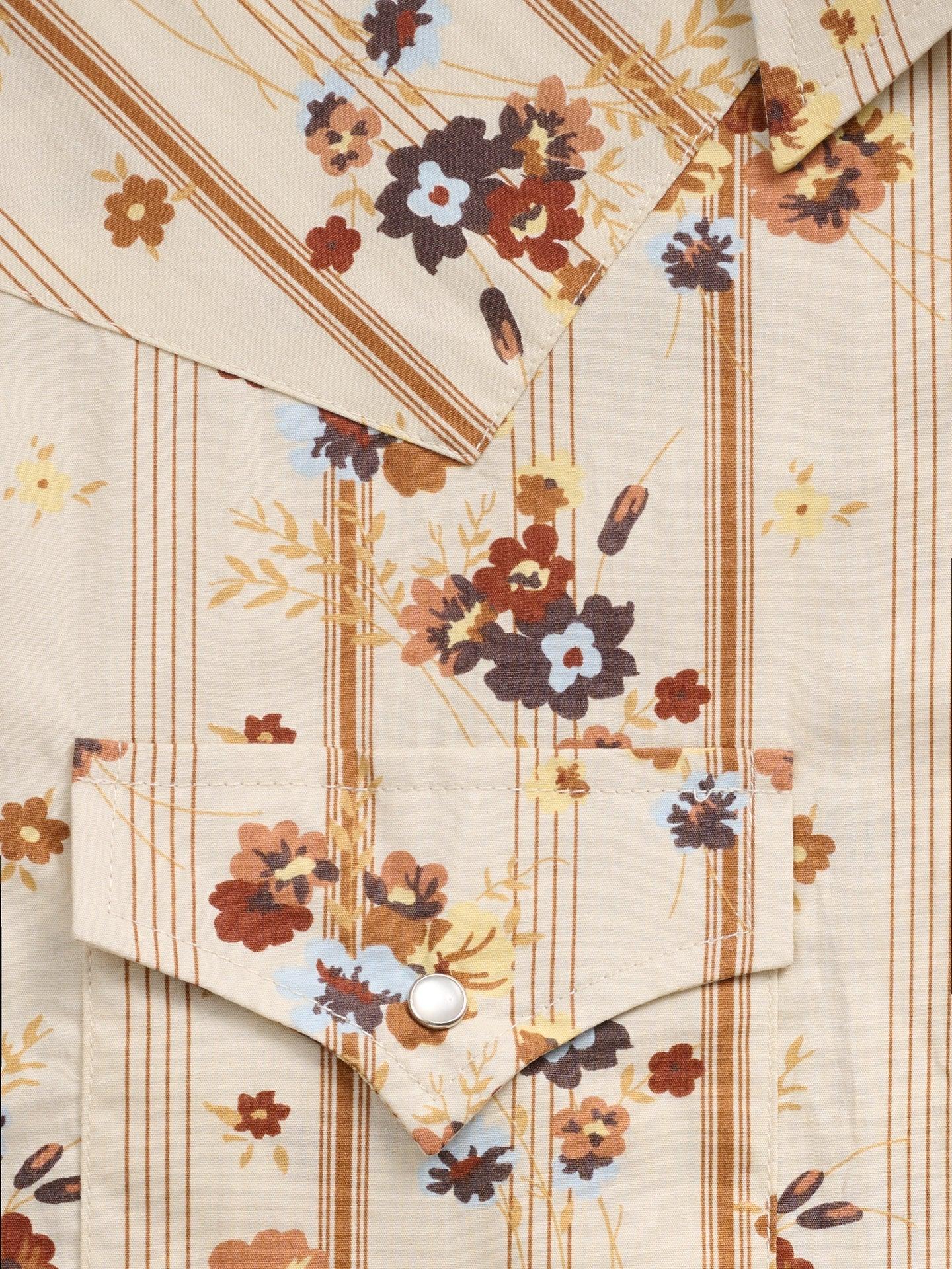 Men's Ely Cattleman Long Sleeve Wallpaper Floral Print Western Snap Shirt- Ecru - Ely Cattleman - Flyclothing LLC