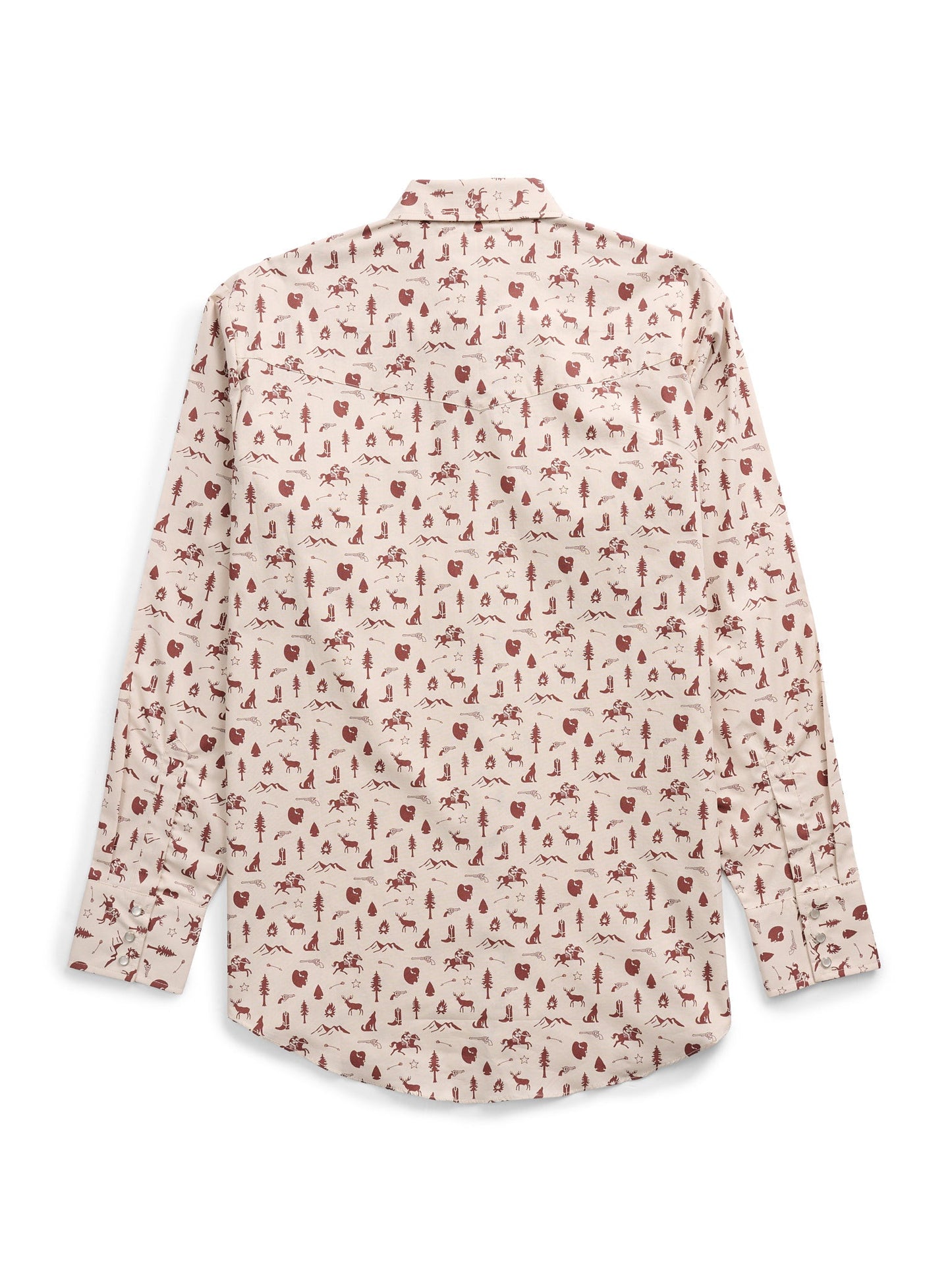 Men's Ely Cattleman Long Sleeve Conversation Print Western Snap Shirt- Ecru