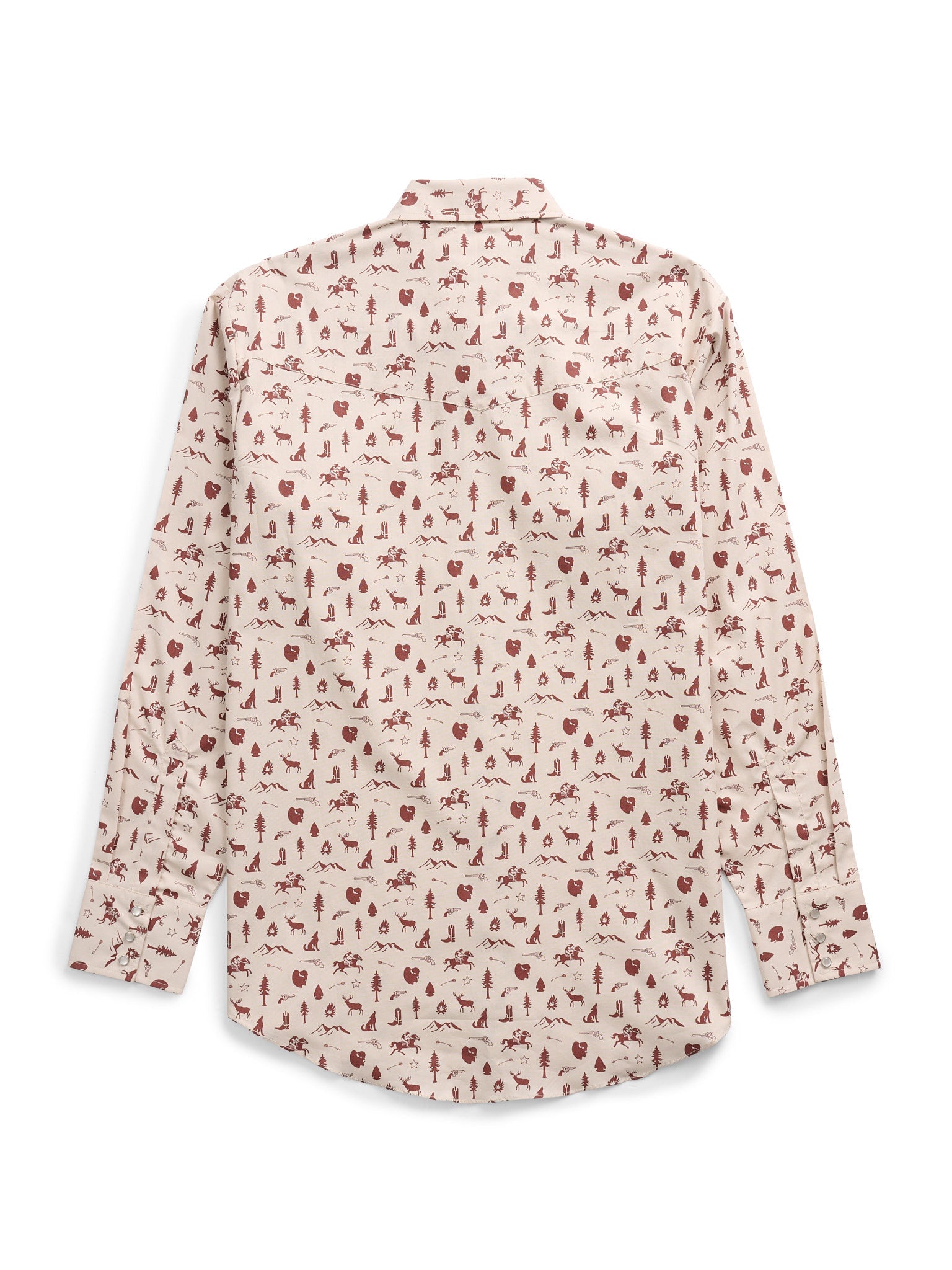 Men's Ely Cattleman Long Sleeve Conversation Print Western Snap Shirt- Ecru